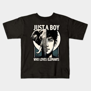 Just A Boy Love For Elephants Kids T-Shirt